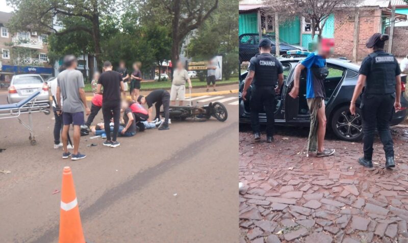 choque moto fuga obera