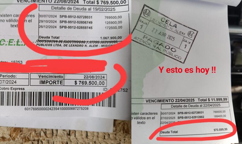 boleta de luz alem un millon