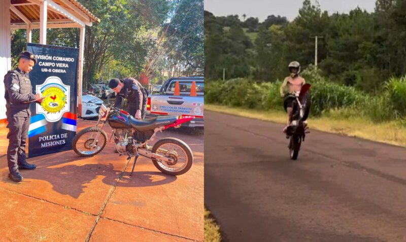 Moto con escape libre en Campo Viera