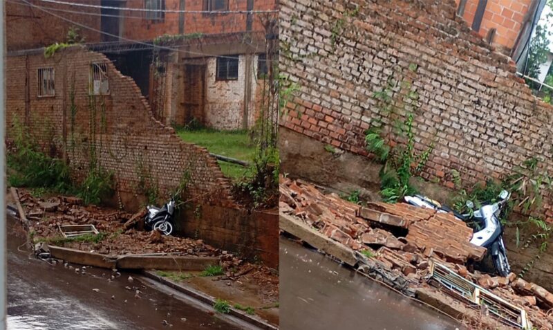 tormenta Leandro N. Alem caída muro Club Germano moto aplastada