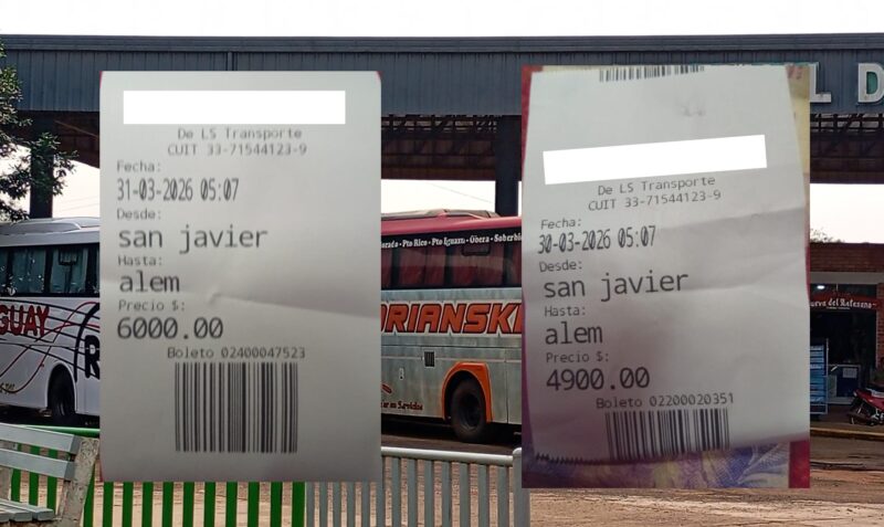 aumento pasaje San Javier Alem transporte Misiones