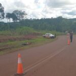 Despiste en la Ruta 8: Un motociclista de 50 años terminó hospitalizado en Oberá