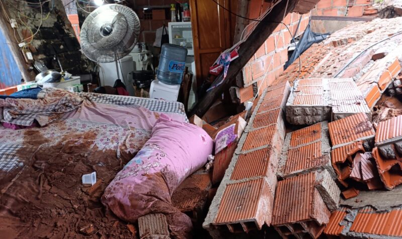 Derrumbe San Pedro Misiones barrio Santa Rosa lluvia muro vivienda