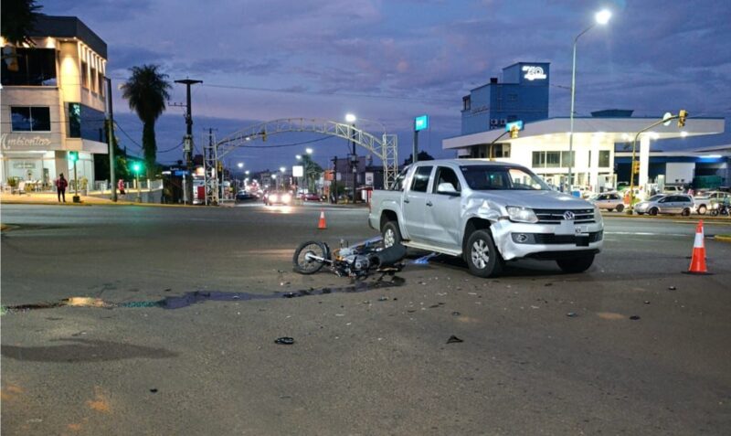 accidente Alem Ruta 4 avenida Las Heras motociclista herido