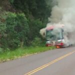 Pozo Azul: Un colectivo con 35 pasajeros se incendió sobre la Ruta Provincial 17