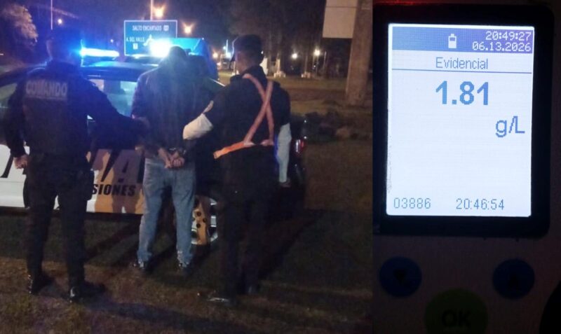 alcoholemia positiva Aristóbulo del Valle Ruta 14 control vial VTV