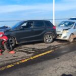 Cuatro vehículos protagonizaron un violento choque en cadena sobre el Puente Internacional