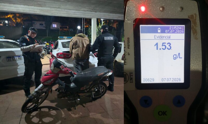motociclista detenido alcoholemia positiva Eldorado kilómetro 7