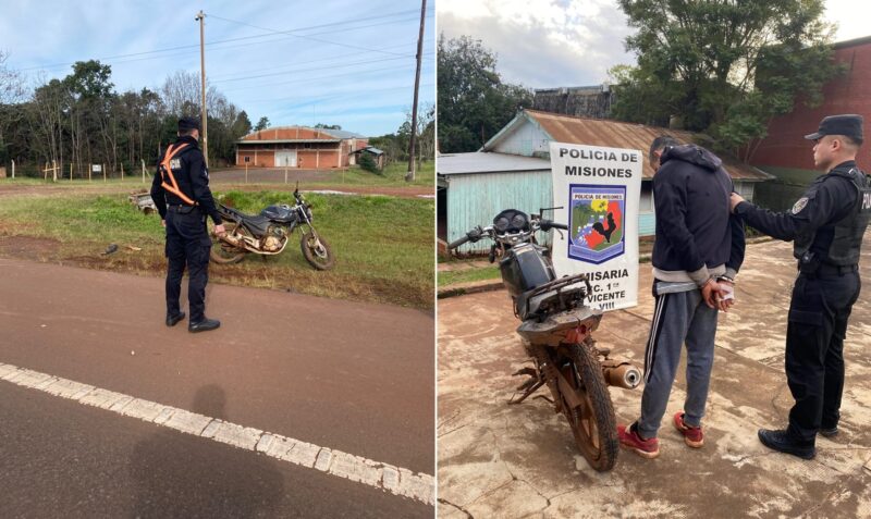 robó moto San Vicente detenido alcoholizado choque Ruta 14