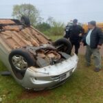 GOBERNADOR LÓPEZ: Despiste y vuelco al costado de la Ruta 215