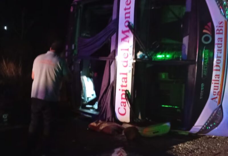 volco colectivo Obera Ruta 14 Alvear Corrientes